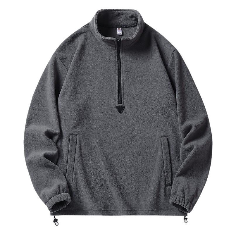 Sudadera de lana polar transfronteriza para hombre, top de cuello alto de lana, chaqueta con cremallera de color puro de primavera 2025, venta directa de fábrica