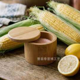 跨境木制调料盒木制翻盖可旋转调料整理盒厨房盐罐储蓄盒调味盒