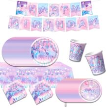 亚马逊新品猎魔女团生日派对布置装饰品套装KPOP纸盘拉旗气球装饰