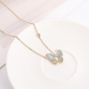 Golden necklace stainless steel, pendant, cute chain for key bag , cat's eye, Korean style, internet celebrity