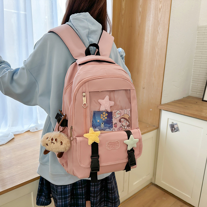 Nueva versión coreana de la pequeña mochila fresca de nailon de gran capacidad para estudiantes de secundaria y preparatoria Mochila japonesa de alto valor
