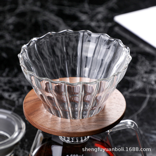 Supply of high borosilicate glass hand-brewed coffee pot hand-brewed set with wooden filter cup household glass coffee sharing pot