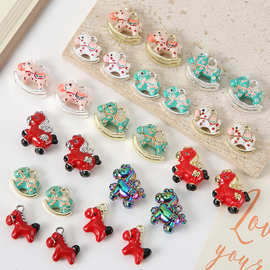 【马到成功】可爱红色迷你小马合金吊坠 diy手工材料饰品配件散珠