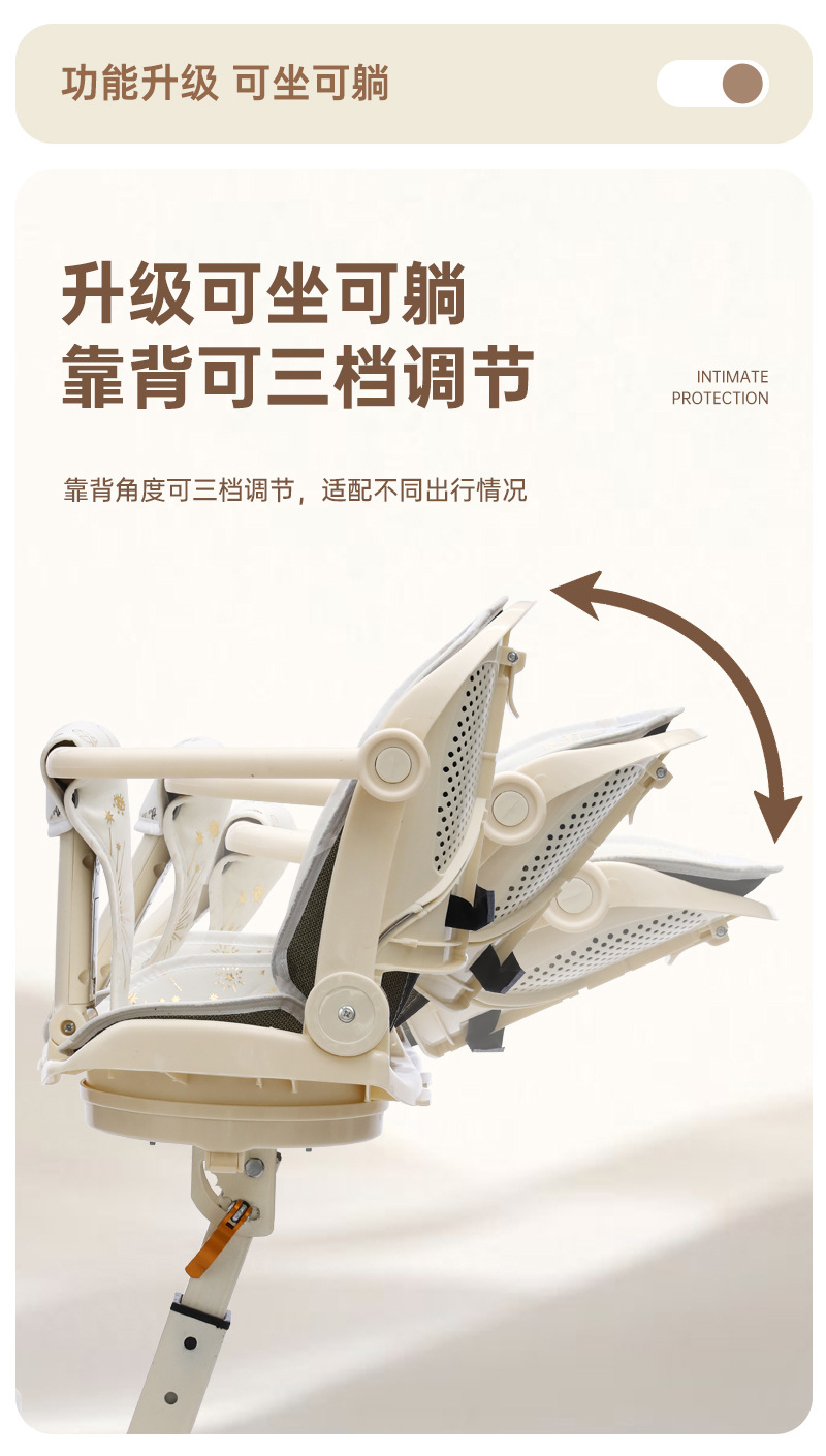 Multifunctional electric vehicle child seat, adjustable for sitting and lying down, 360-degree rotation ° Rotating safety seat