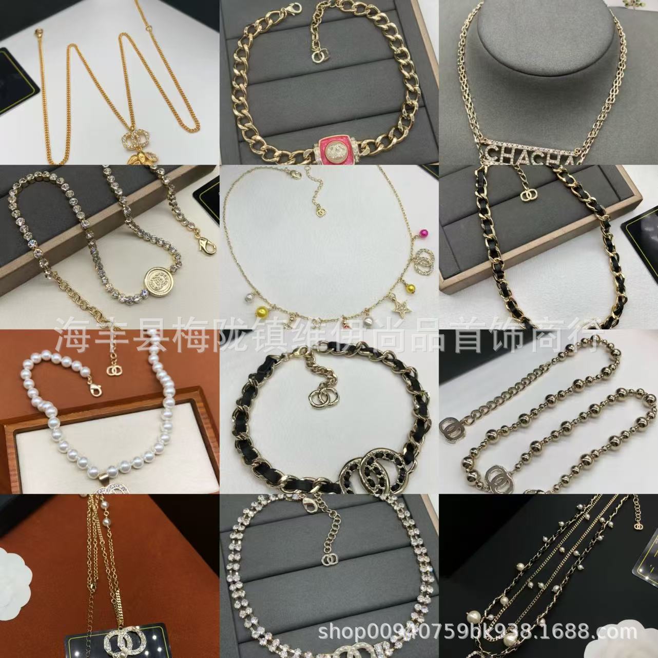 fashionable elegant retro necklace pearl with letters