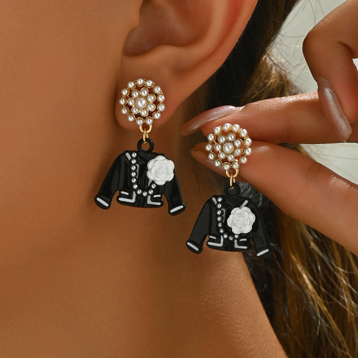 Steel needle Ear Needle Material Drop Earrings Classification 1 Pair Elegant Flower Clothes Zinc Alloy Drop Earrings