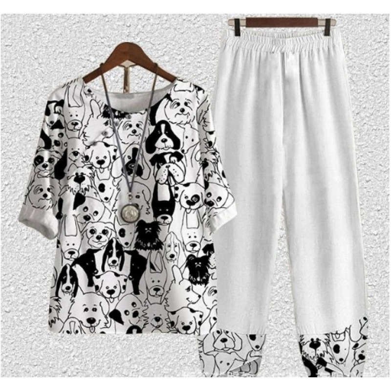 Europa y Estados Unidos trajes casuales de mujer transfronterizos de moda explosiva verano nuevo cinco mangas impresión chaqueta pantalones dos piezas