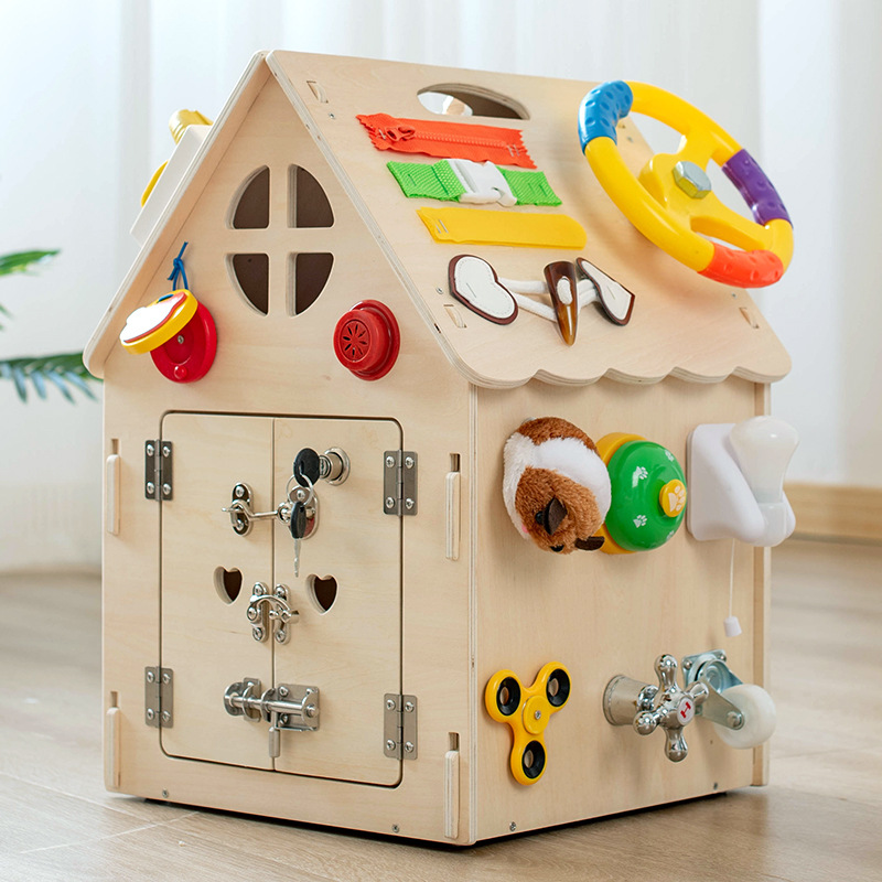 Nueva caja de madera Montessori para niños, caja de actividades de seis lados, caja del tesoro, caja multifuncional para que los bebés usen sus manos y su cerebro para jugar y desarrollar su inteligencia. image 5