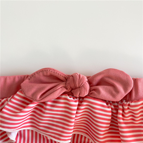 ins23 summer infant swimsuit and swimming trunks suspender swimsuit bow girl baby swimming beach suit