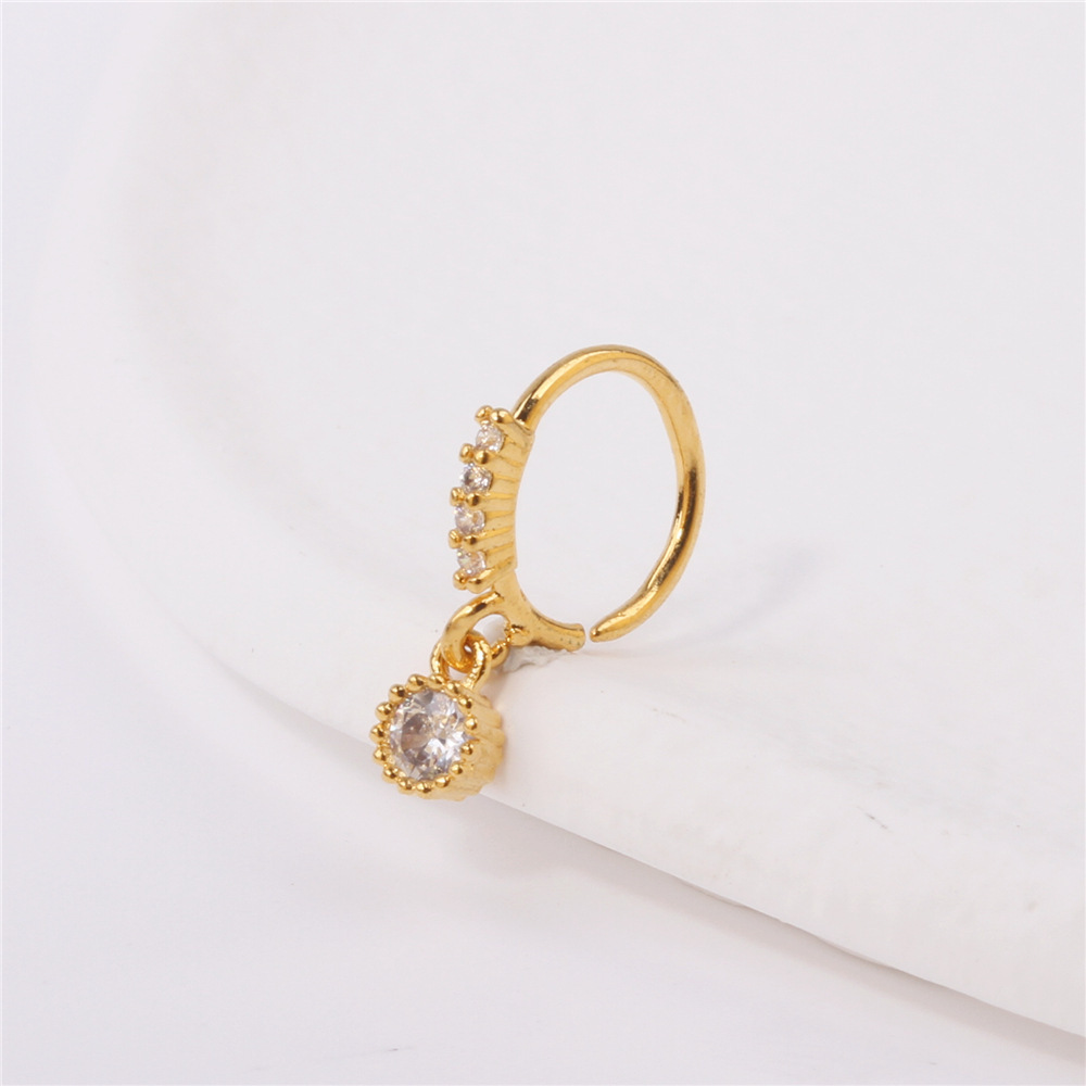 1 Piece Quantity Holiday, Daily Occasion 1 Piece Nose Rings & Studs Simple Style Classic Style Geometric Copper Zircon Nose Rings & Studs Nose Pin