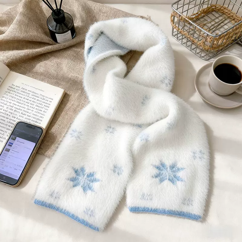 新款软糯针织围巾女冬季百搭氛围感保暖披肩防寒外搭围脖批发定做