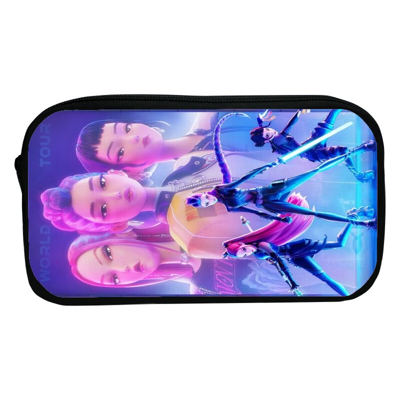 新品印花猎魔女团K-POP笔袋卡通文具袋Huntrix Kpop小学生收纳包|undefined