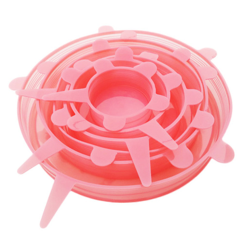 New EU Standard 6-Piece Stretch Silicone Food Cover Set, Round Bowl Cover, Sealing Kit