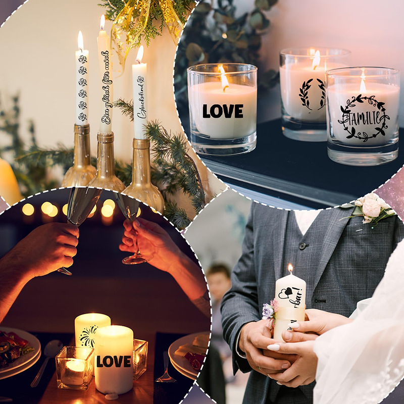 Calcomanías de Agua para Decorar Velas, Pegatinas DIY para San Valentín