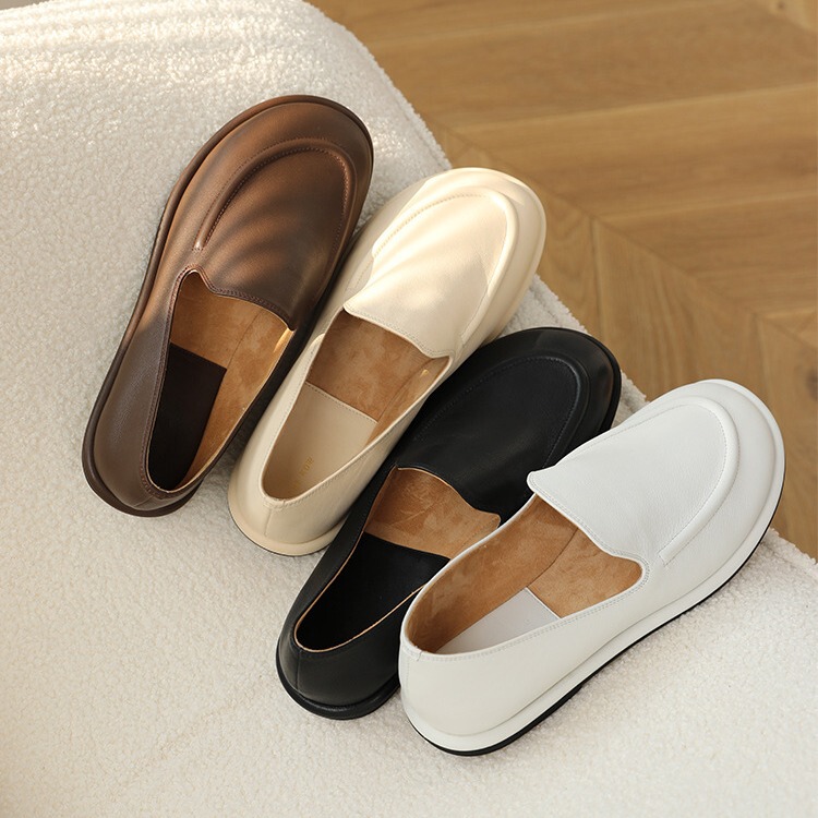 In-Stock Grape-Colored Trendy New Summer Cloud-Pattern Round-Toe Slip-On Loafers for Women