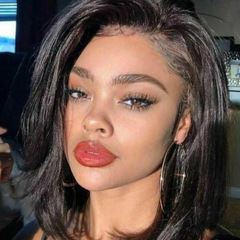 Oushuo Foreign Trade: Fashionable Women's Bobo Short Wigs with Asymmetrical Bangs, Made from High-Temperature Fiber—Wholesale Full Headpieces