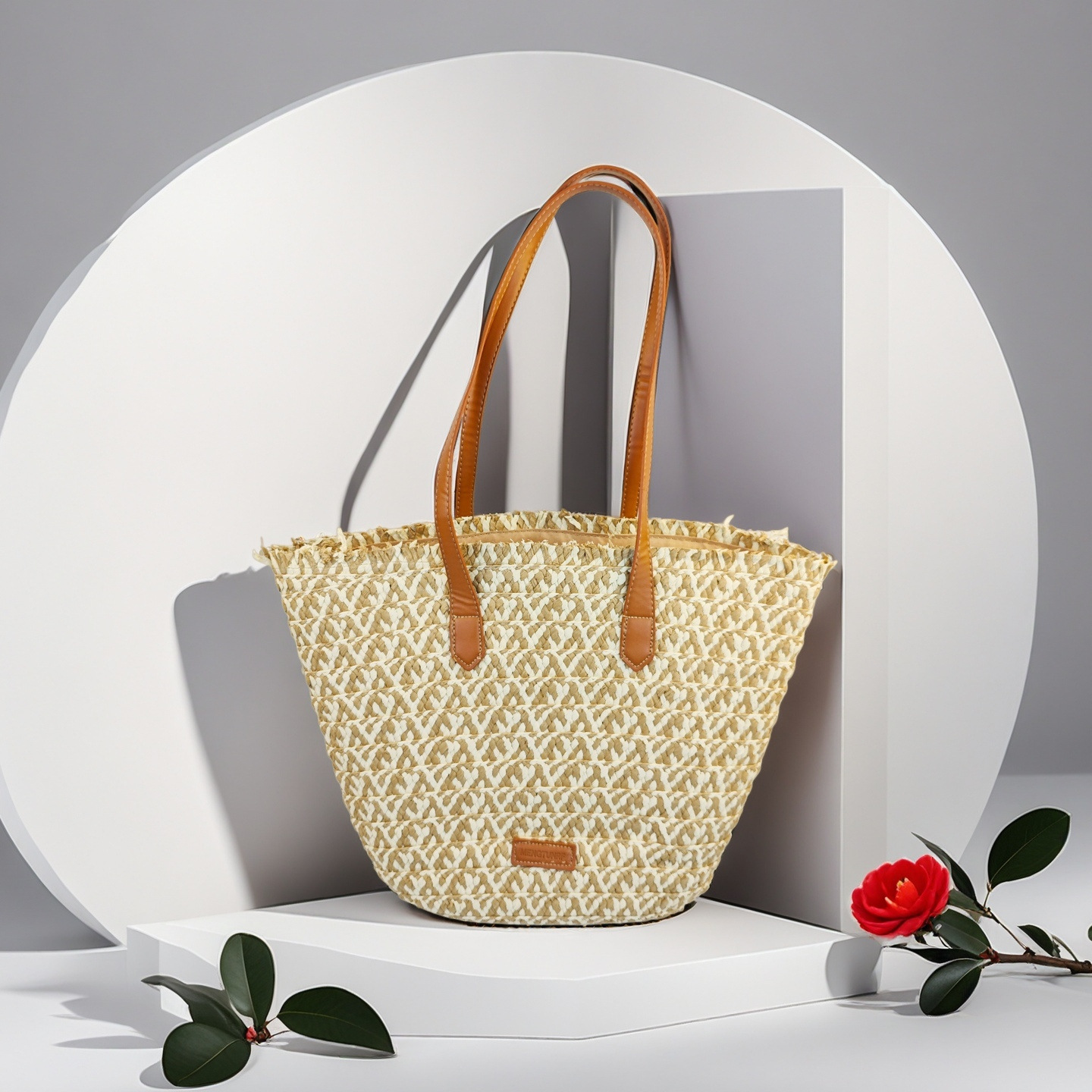 Bolso de paja femenino verano estilo ins 2024 nuevo estilo playa playa playa al aire libre vacaciones bolso de hombro de gran capacidad