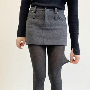Four Seasons Miu Style Thunder Grey Cotton Flat Micro-transparent Base Slimming Plain High Elastic Right Angle Pantyhose