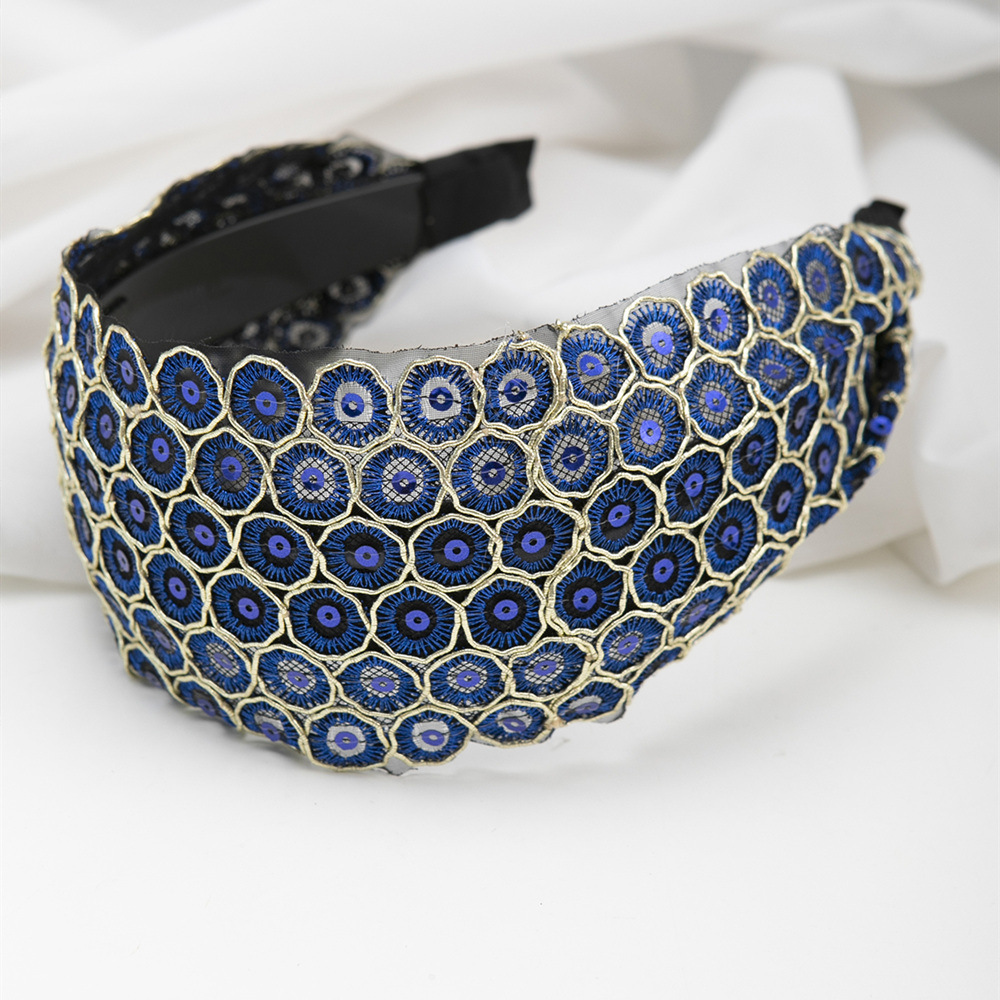 Elegante hilo de oro con lentejuelas diadema borde ancho diadema cabello presionando simple Corea del Sur pelo blanco que cubre el cabello tocado viaje Internet celebridad accesorios para el cabello roto