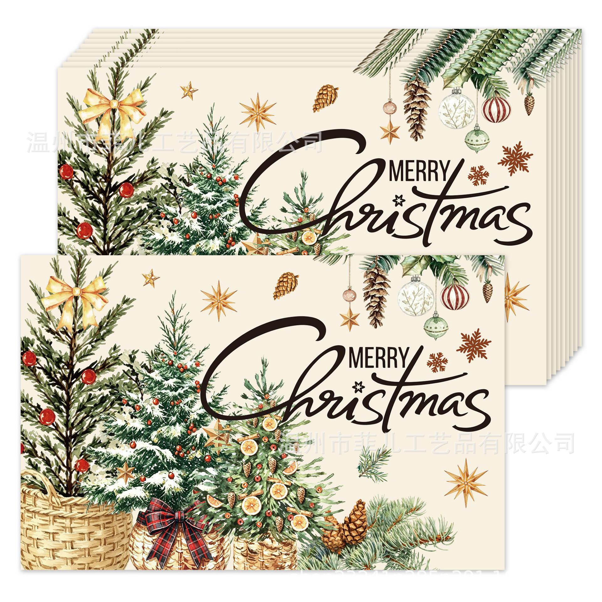 CA184 Christmas Vintage Potted Plant Square Placemats Party Decoration Disposable Placemat Paper