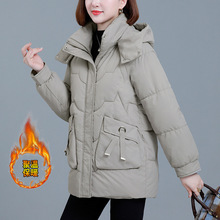 中长款棉衣外套女式2024冬新款中年妈妈加厚保暖棉服宽松时尚棉袄