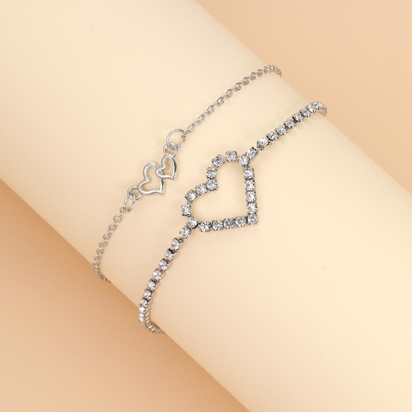 Nueva moda transfronteriza europea y americana, temperamento de alta gama de verano, tobillera de diamantes de imitación de diamantes, tobillera en forma de corazón sexy exótica image 4