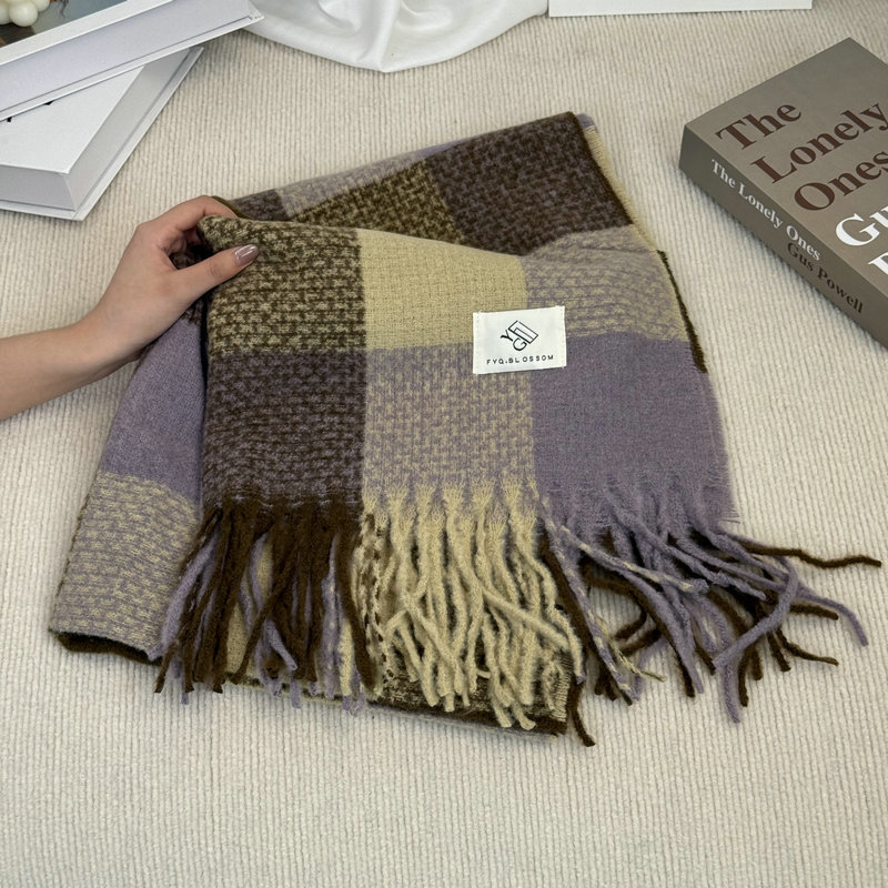 Bufandas gruesas a cuadros rojos con abrigo temperamento variado calentamiento pasturas cuello turístico de alto nivel de cinturón para hombros