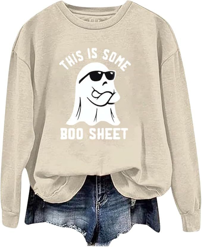 Cráneo humano Impresión digital cuello redondo suéter de Halloween 2023 estación independiente suministro ropa las mujeres