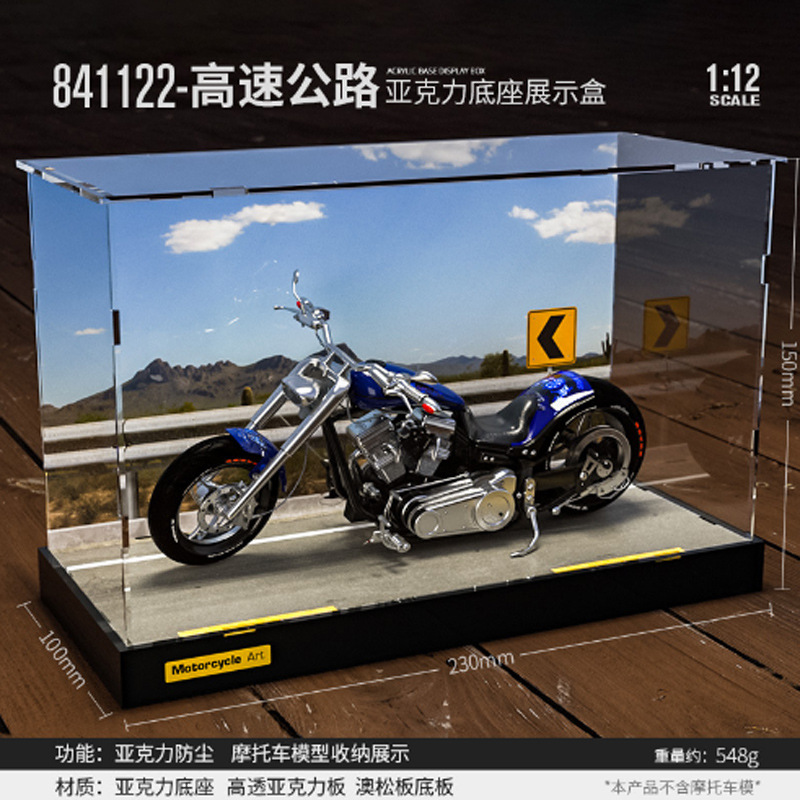 Caja de polvo de modelo de automóvil transfronterizo, modelo de motocicleta, colección transparente, espacio de estacionamiento, colección de garaje, decoración de modelo de automóvil