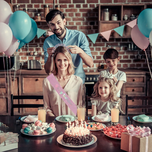 IT'S MY BIRTHDAY Crown Shoulder Strap Ceremony Belt Flash Belt Set Party Headdress Crown Belt