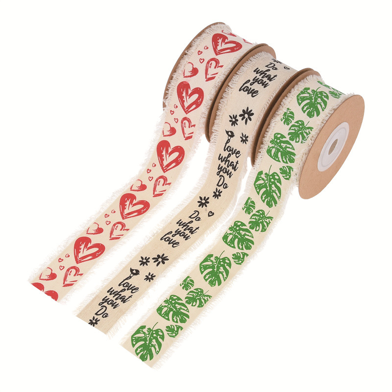 Transfronterizos nueva impresión de cinta de amor cinta de algodón jardinería decoración de maceta de tortuga hecha a mano cinta de hoja de 5 yardas
