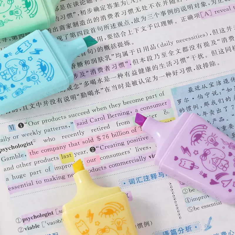 超可爱迷你荧光笔彩色highlighter学生卡通手账绘画标记笔划重点