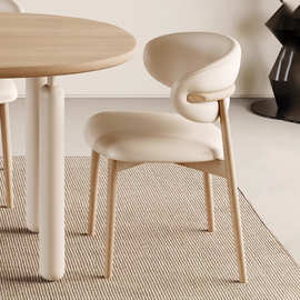 奶油风餐椅家用现代简约设计师餐桌椅子 法式轻奢餐厅网红靠背椅