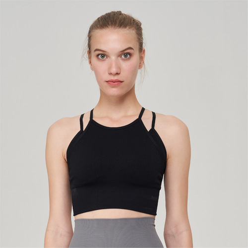 Women's thin shoulder strap sports bra with beautiful back design, shockproof running yoga fitness top two-piece sports bra and back piece.