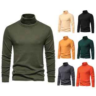 Hot Selling Wholesale Sweater Men's Autumn and Winter New Solid Color High Collar Slim European Size Woolen Men's Sweater Bottoming Shirt