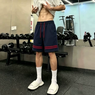 美式条纹运动短裤男款夏季透气凉感五分裤子篮球跑步健身直筒中裤