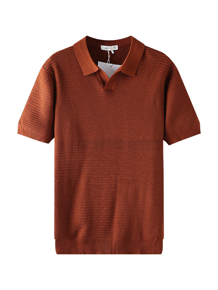 Hombre pequeño cuello en V jersey polo hombre verano de manga corta vieja camiseta casuales estilo de alto nivel camiseta superior ropa de hombre