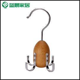 实木创意皮带挂包包钥匙挂钩个性蛋型四爪多功能榉木金属挂钩收纳