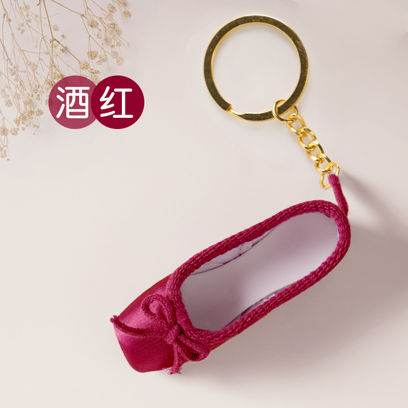 Hecho a mano Ballet danza zapatos puntiagudos pequeña joyería mini zapatos satén llavero 7,7 cm llavero en caja