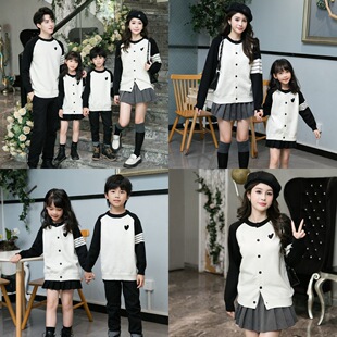 Internet Celebrity Kid Sweater Crewneck Cardigan Long Sleeve Thickened Western Style Children's Clothing Couple Clothing Baby Clothes Family Clothes