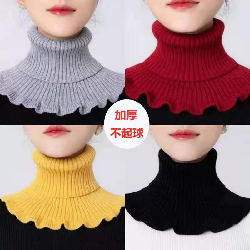 [Приятная для кожи пряжа из сердечника] Женский пуловер на шею, весенне-осенний теплый чехол для шеи, Декоративный вязаный шерстяной пуловер с искусственным воротником