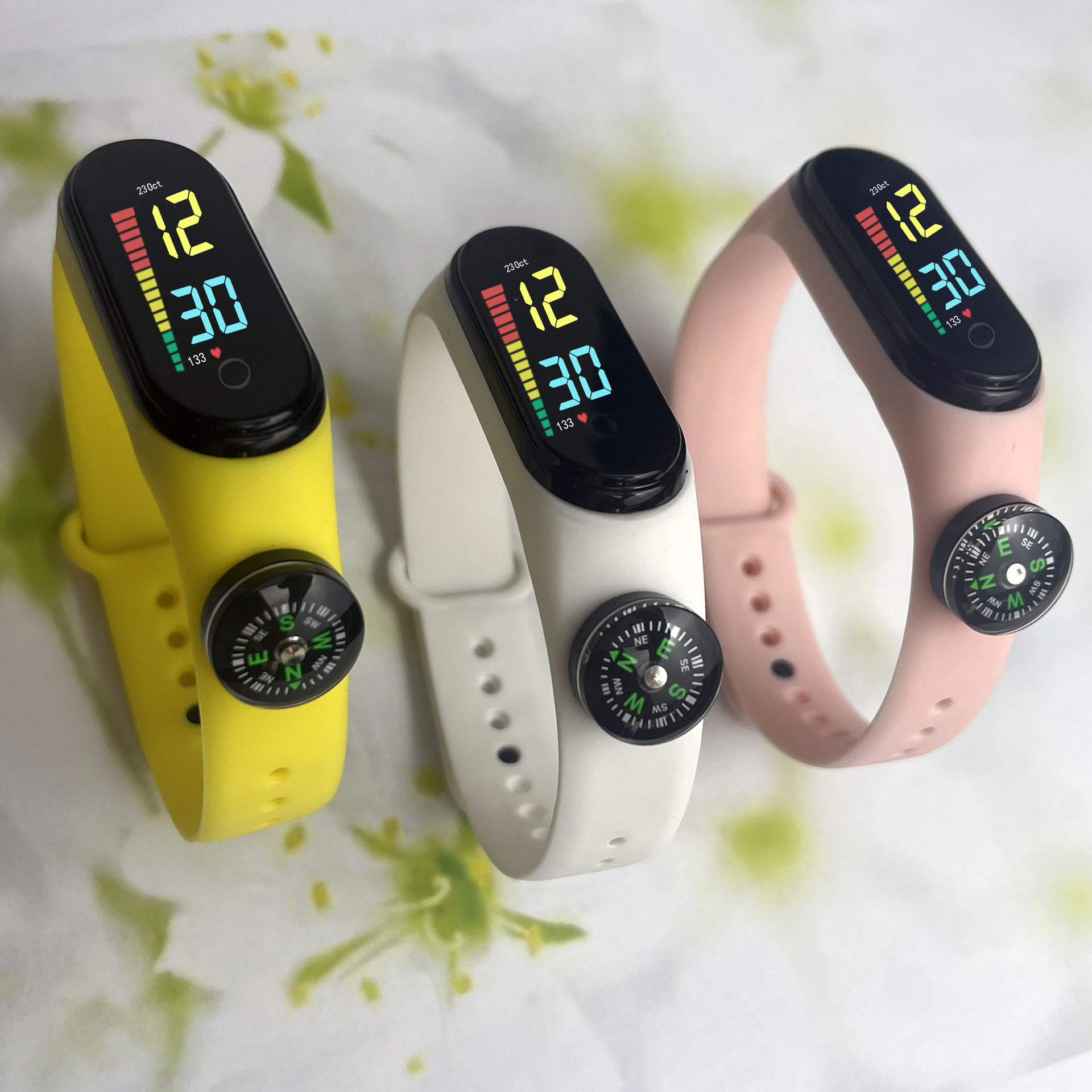 Factory Direct Supply B12 Compass Watch Student Sports Simple High-Value Digital Display Harajuku Digital Watch