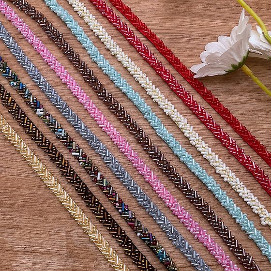 Popular handmade mesh beaded single word lace color beaded lace beaded lace accessories bar code in stock