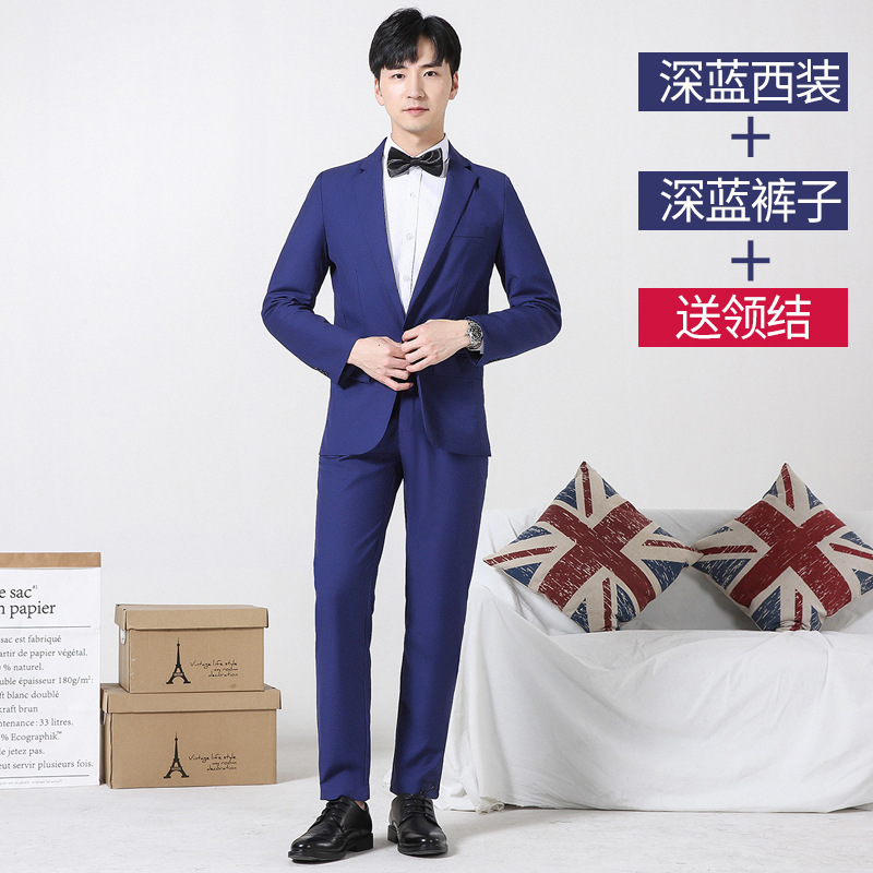 Dark blue suit + pants comes with bow tie / M
