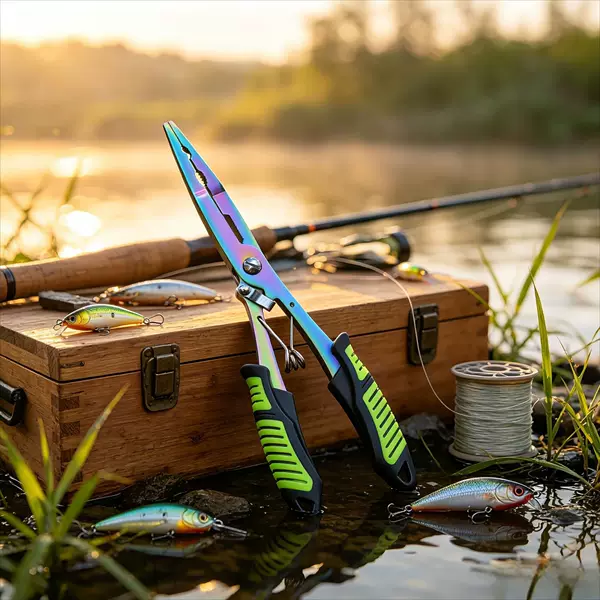 New multi-functional, extended-length fishing pliers, available in multiple colors, with a non-slip grip, suitable for outdoor fishing and line cutting