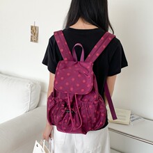 韩版女式双肩包包女2025夏季新款时尚波点轻便尼龙背包大学生书包