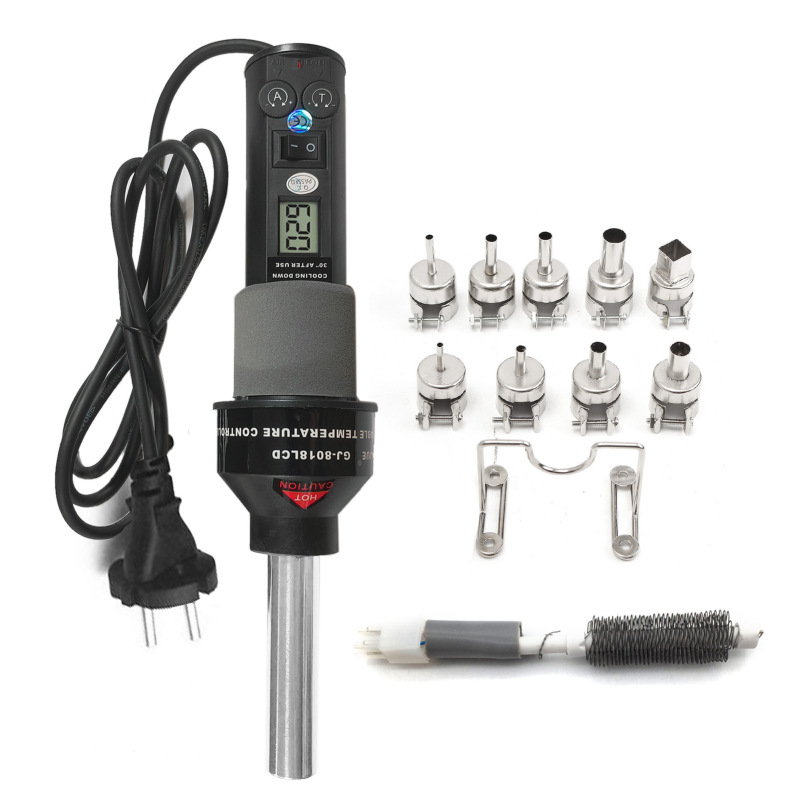 Envío gratis pistola de aire caliente industrial portátil con control de temperatura y pantalla digital, pistola de calor de 110v, juego de soplador de aire caliente con temperatura constante