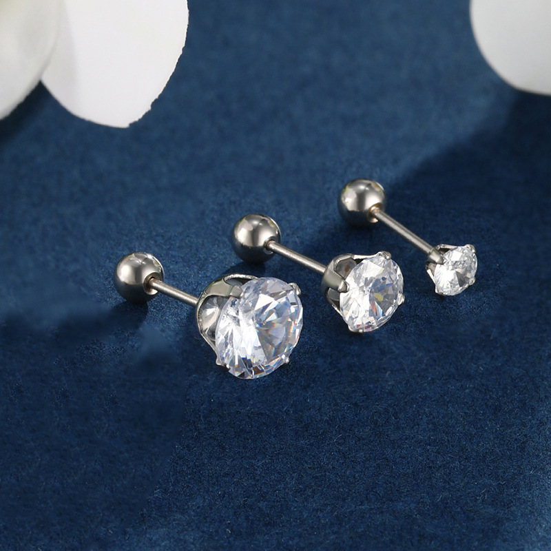 Joyería de Xuping de acero inoxidable tornillo torcedura hebilla de cuatro garra pendientes de la personalidad de la moda japonesa y coreana pendientes de Gema artificial azul