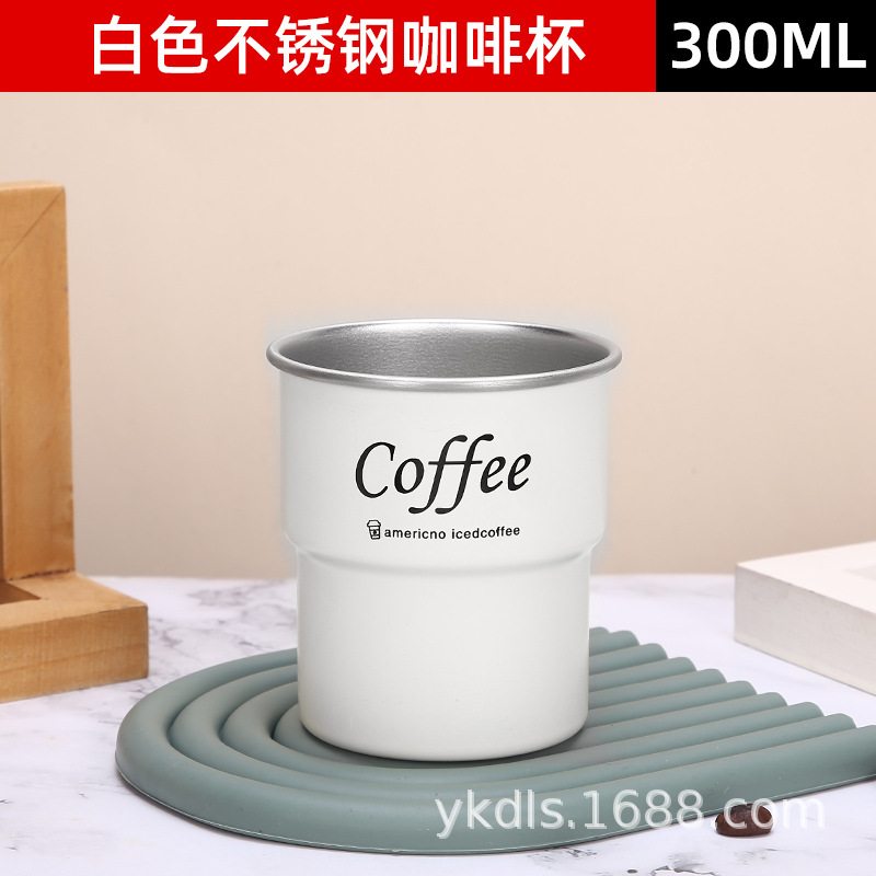 Taza de escalón de una sola capa para exteriores Taza de café de acero inoxidable 304 ins Vaso de cerveza de camping de borde rizado conveniente de alto valor
