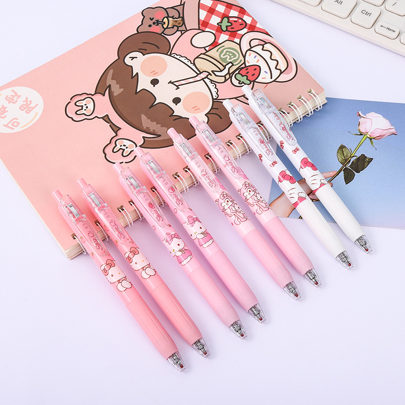 lovely Pink girl series Beat Bullet Black 0.5mm Start writing student examination Cartoon pen